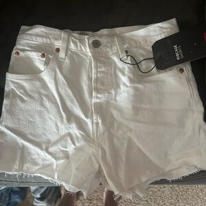 Super High Rise Ribcage Distressed Levi Shorts